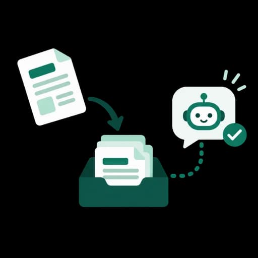 マニュアルを登録し、AIが回答を始めるフラットイラスト